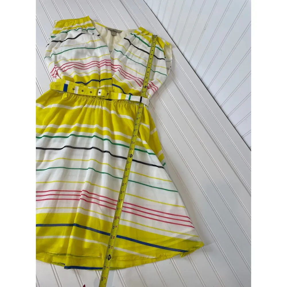 Presley Skye Sloane Belted Silk Blend Stripe Dress Mini Yellow White Pink Size L Size L - Image 5
