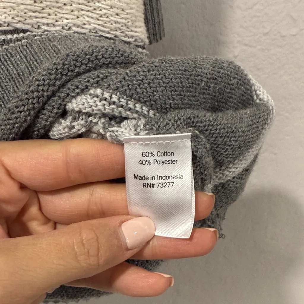 Sonoma knit boat neck Gray and Cream Women's Sweater - Image 7