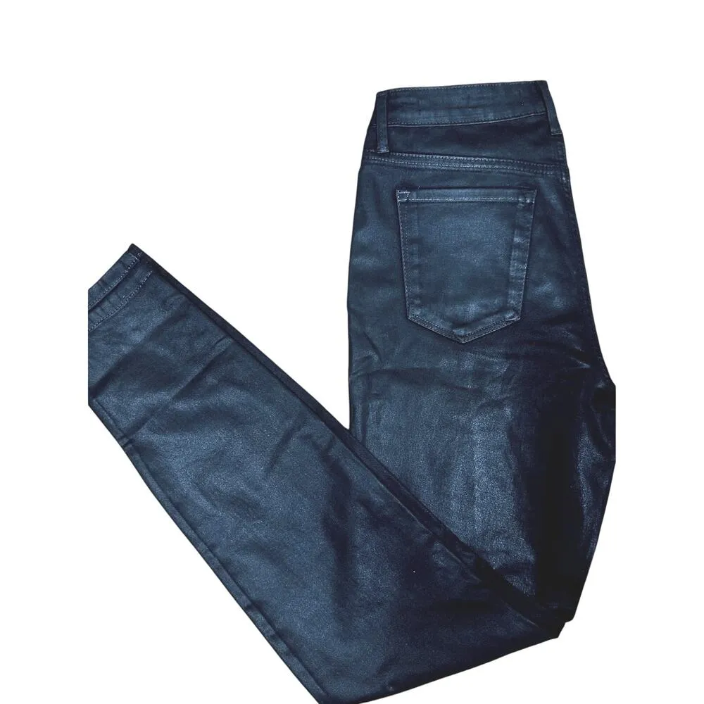 Jessica Simpson Mid Rise Skinny Jeans Shiny Black 8 (29) - Image 5