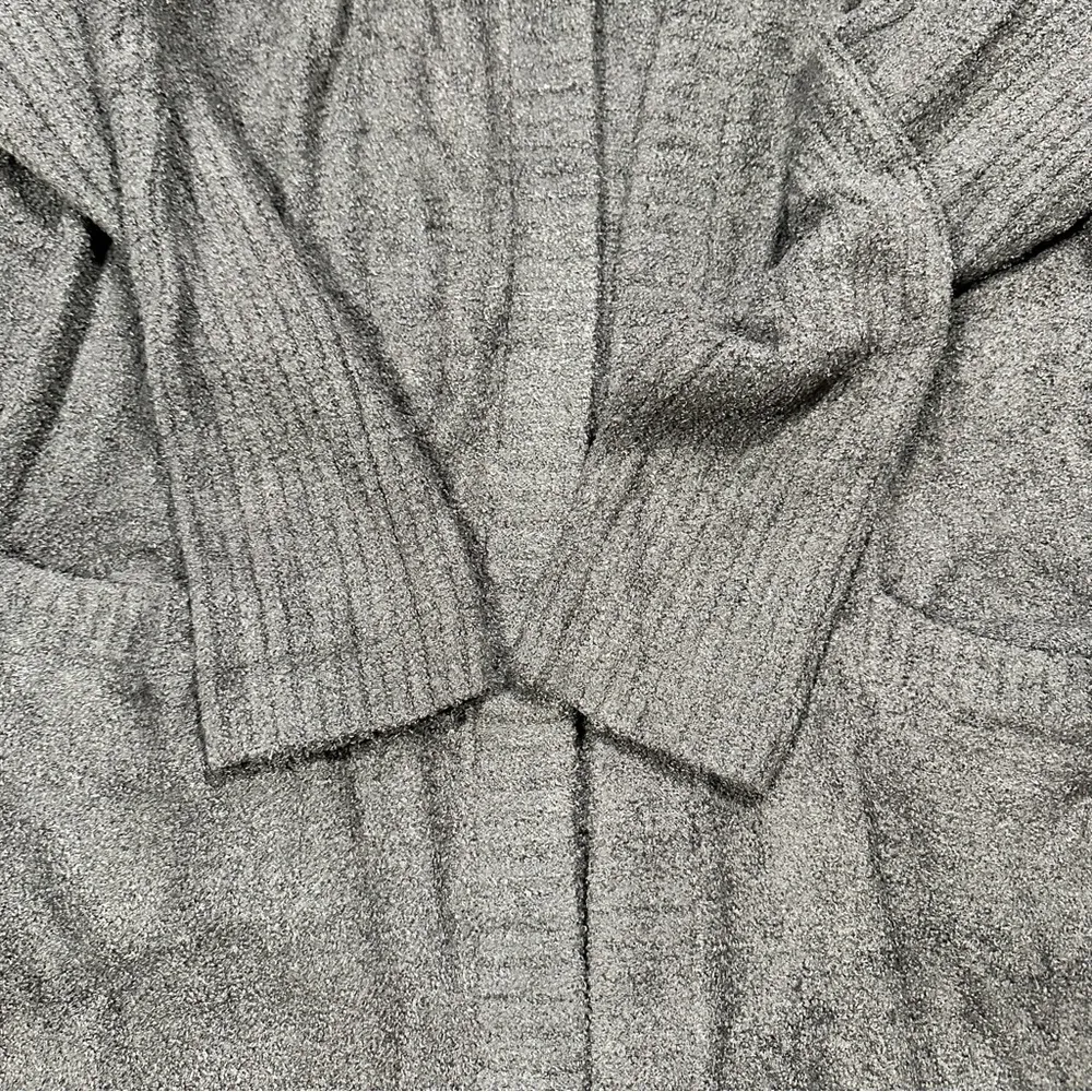 Barefoot Dreams CozyChic Lite Relaxed Hooded Cardigan Open Front Pockets Brown L - Image 6