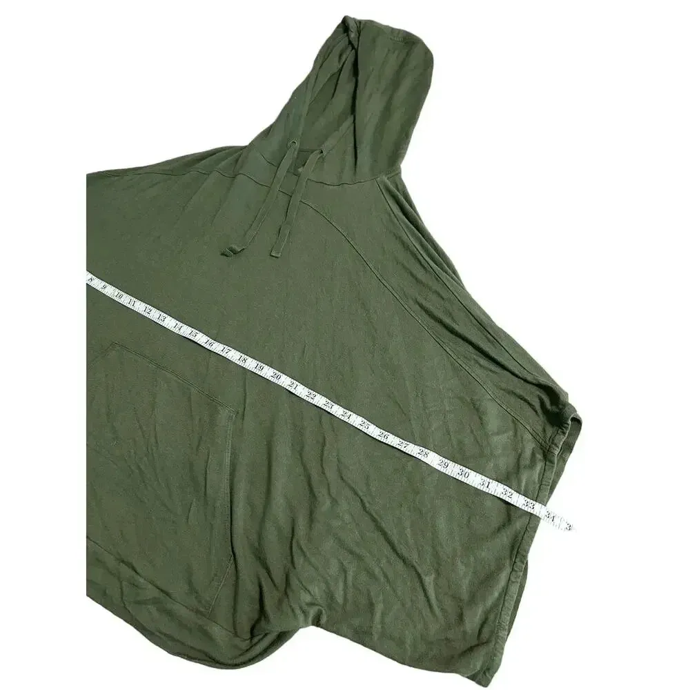 Lou & Grey Sweater Hooded Poncho Size Medium Oversized Olive Stretch  Top - Image 5