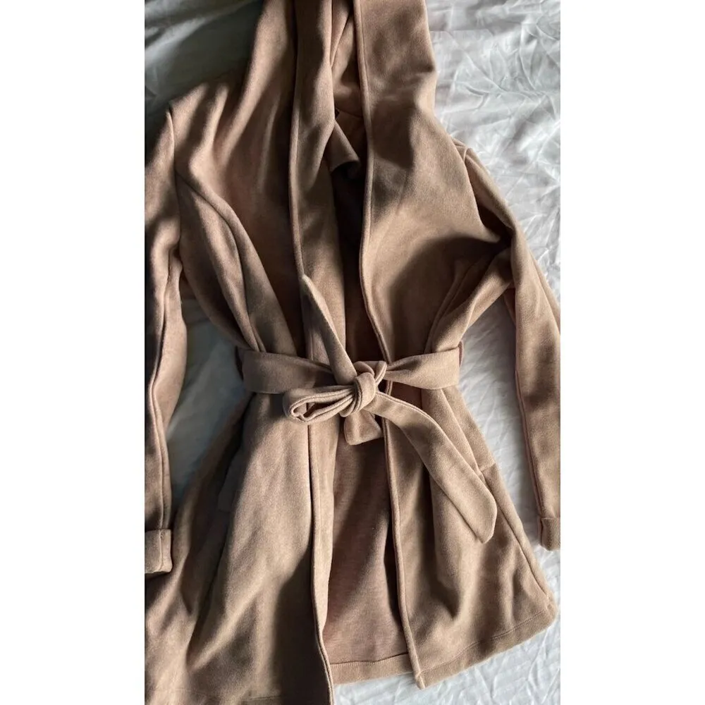 Vintage Blashe Women’s Sz L Over Coat Womens Blush Pink Polyester Hoodie Tie Size L - Image 13