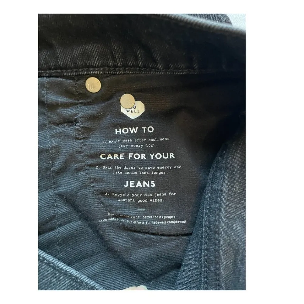 Madewell High Rise Slim Demi-Boot Jeans‎ Lunar Wash Women's Size 27P black - Image 7