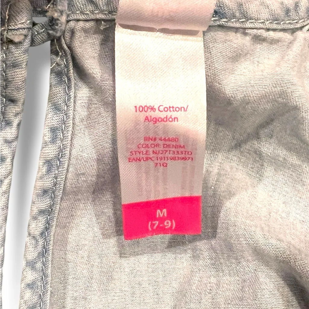 Chambray Crochet Lace Front Tank Top Med 7-9 Coastal Beach Boho Feminine - Image 4