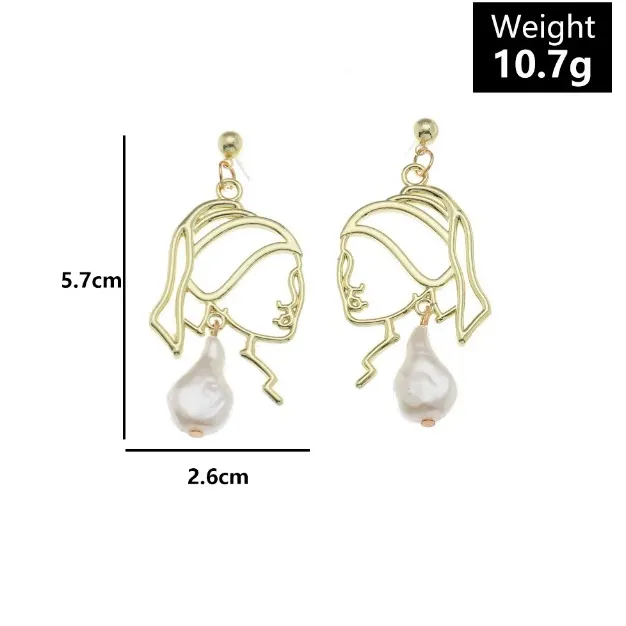 Girl with a Pearl Earring Inspired Gold Drop Earrings | Real Pearl‎ Artistic - Image 5