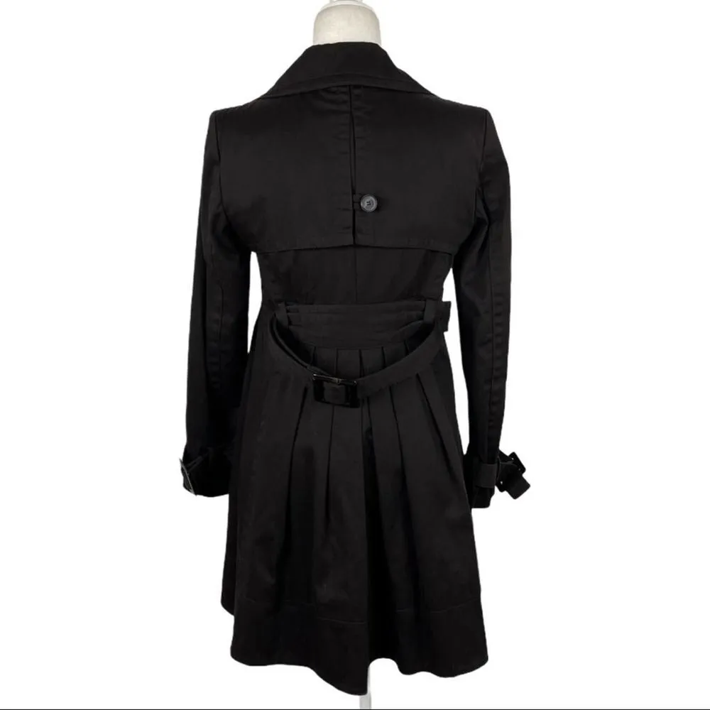 Zara Double Breasted Pleated Trench Coat Jacket Dark Brown Size Small Office Job - Image 10