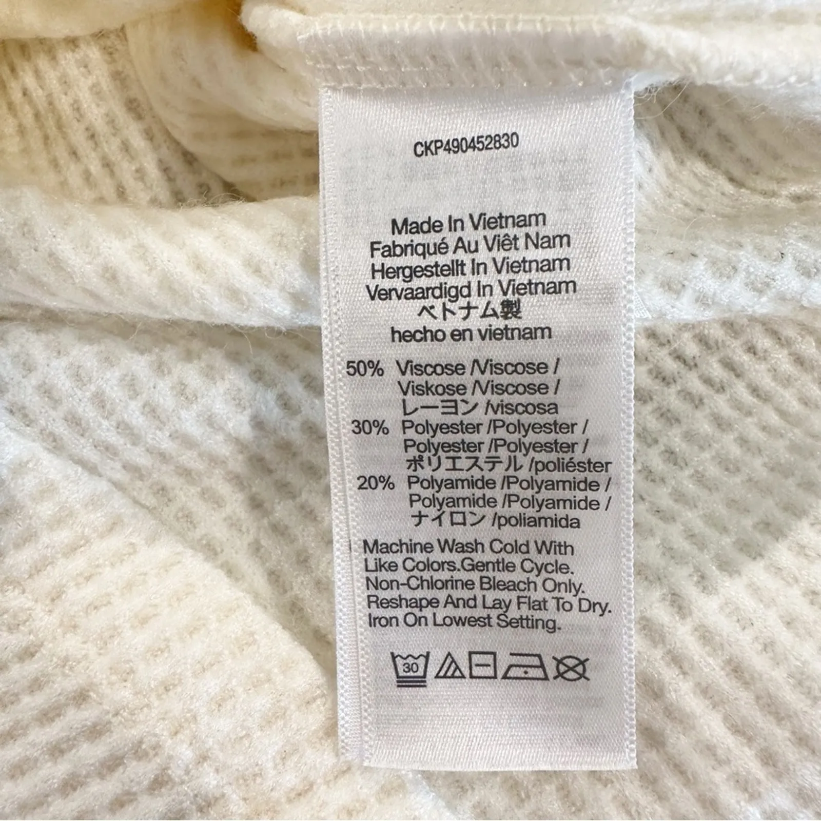 Madewell Tops Womens Waffle-Knit Long-Sleeve Crewneck Tee Ivory Size XXS‎ NEW - Image 8