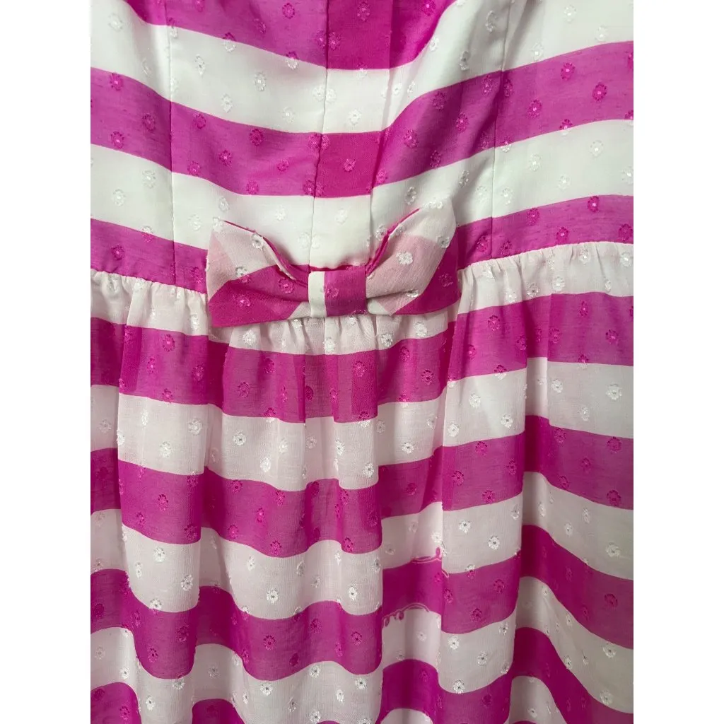 Lilly Pulitzer Pink & White Striped Sleeveless Dress With Bow Detail Adjustable - Image 2