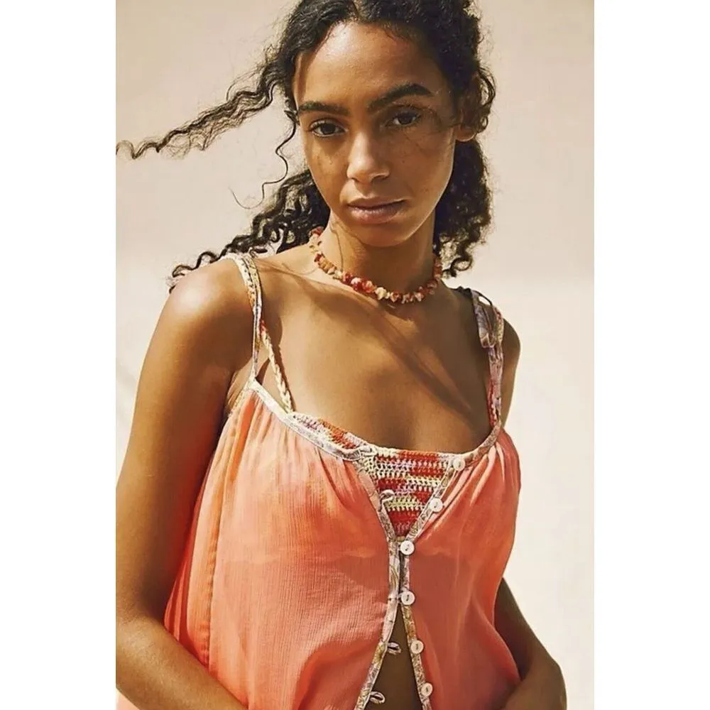 Free People Intimately Bali Sweet Nothing Slip Mini‎ Dress Nightwear XS Coral - Image 3