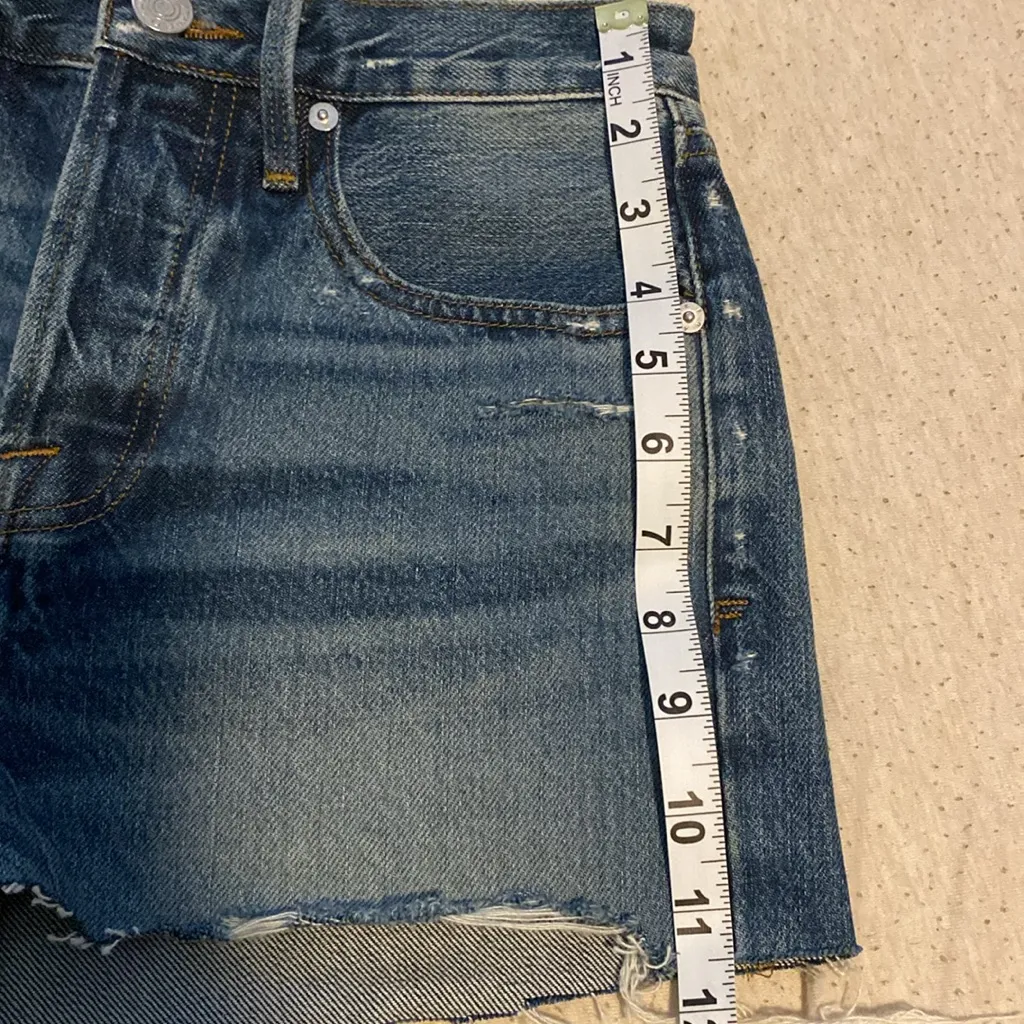 Frame Blue High Rise Distressed Denim Cutoff Shorts Women’s Size 23 Festival - Image 9