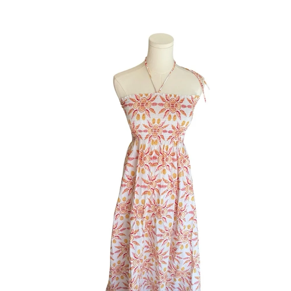 HILL HOUSE HOME  - Lucy Nap Dress Orange Floral Strapless Maxi Dress Sz M - Image 4