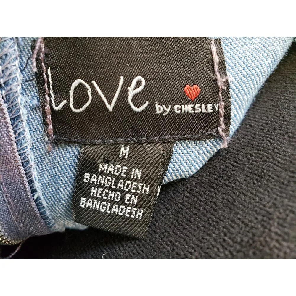 Love by Chesley Shift Dress Women's Medium Blue Denim Cowgirl Buckle Back Zip - Image 3