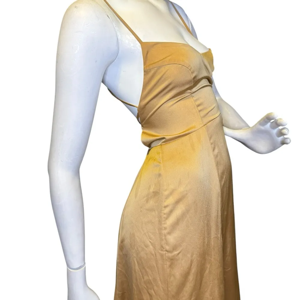 Show Me Your Mumu Godshaw Goddess Tie Back Gown True Gold Luxe Satin’s Dress. - Image 9