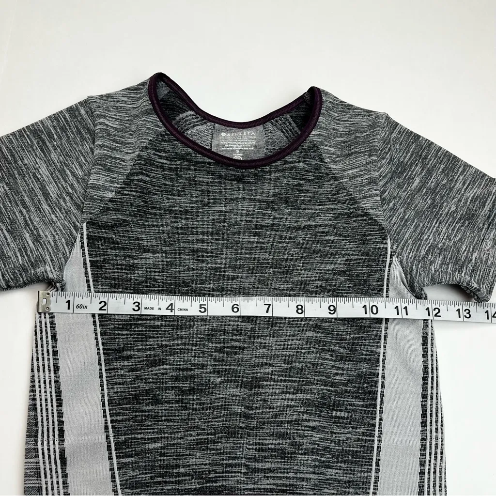 Athleta‎ Womens Size Small Grey Gray Purple Impact Crop Top Shirt Compression - Image 3