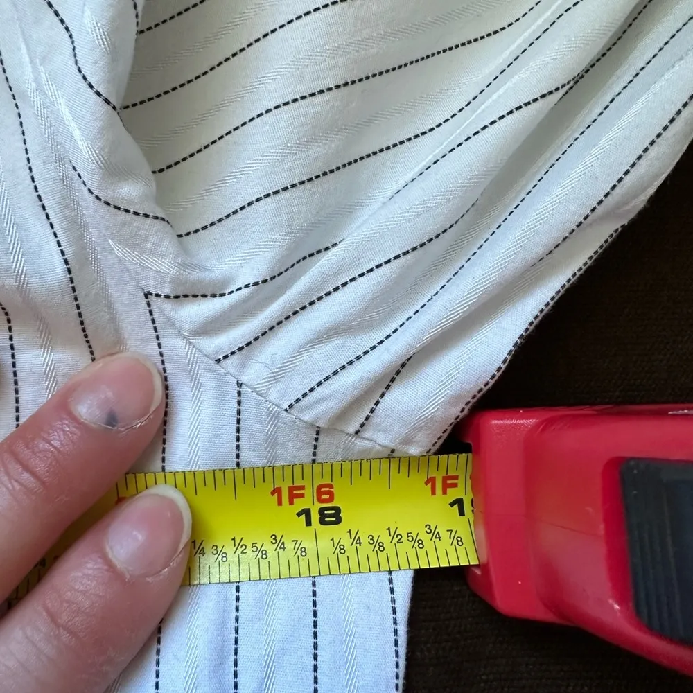 Loft Ann Taylor White With White & Black Stripes Button Down ruffle Blou… - Image 12