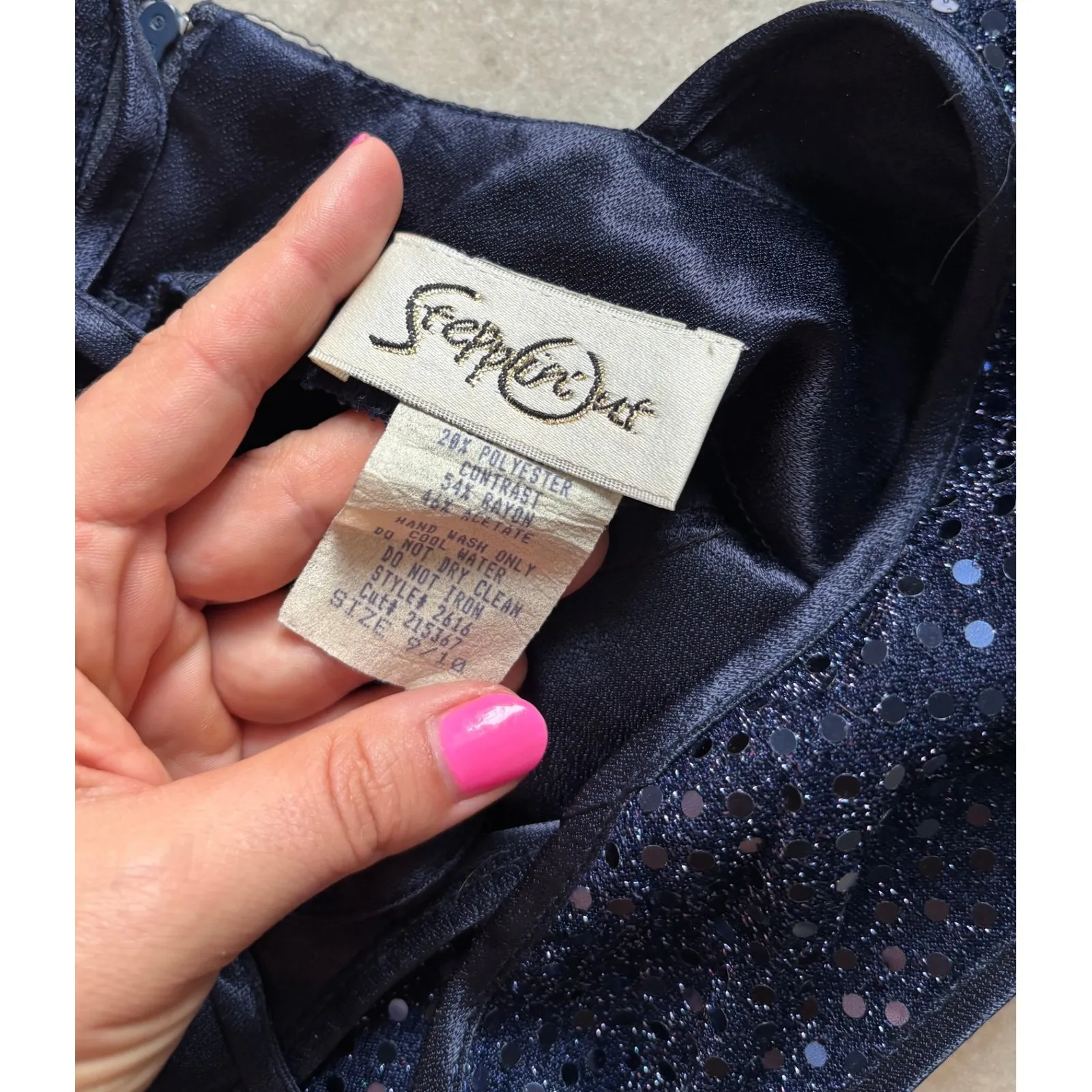 Steppin Out Dress Womens 9/10 Blue High Neck Maxi Y2K Hoco‎ Event Party Vintage - Image 7