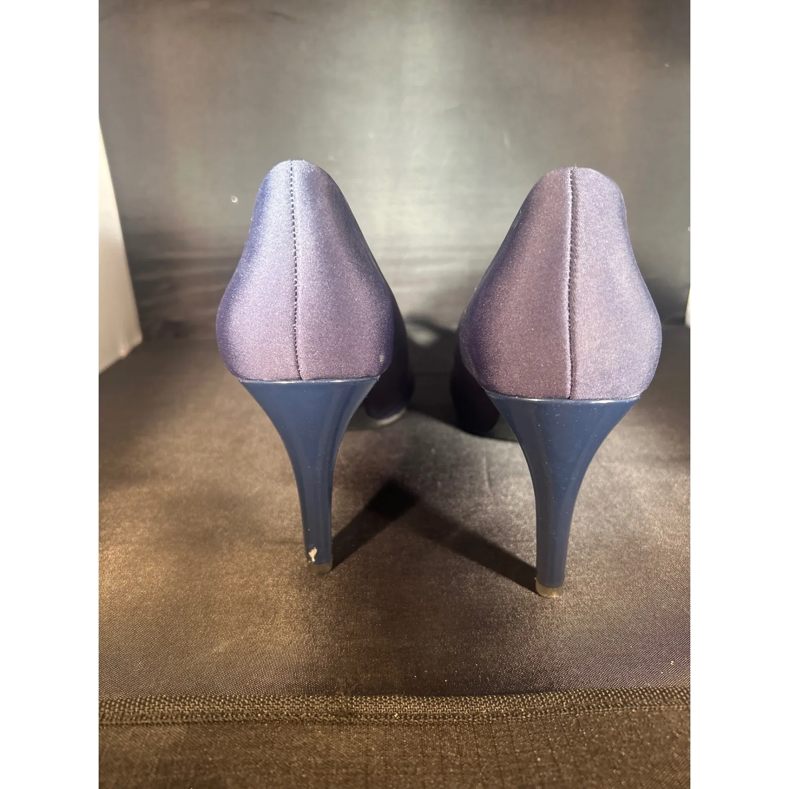 Banolino Womens‎ Navy Blue Fabric Peep Toe High Heel Pumps - Image 2