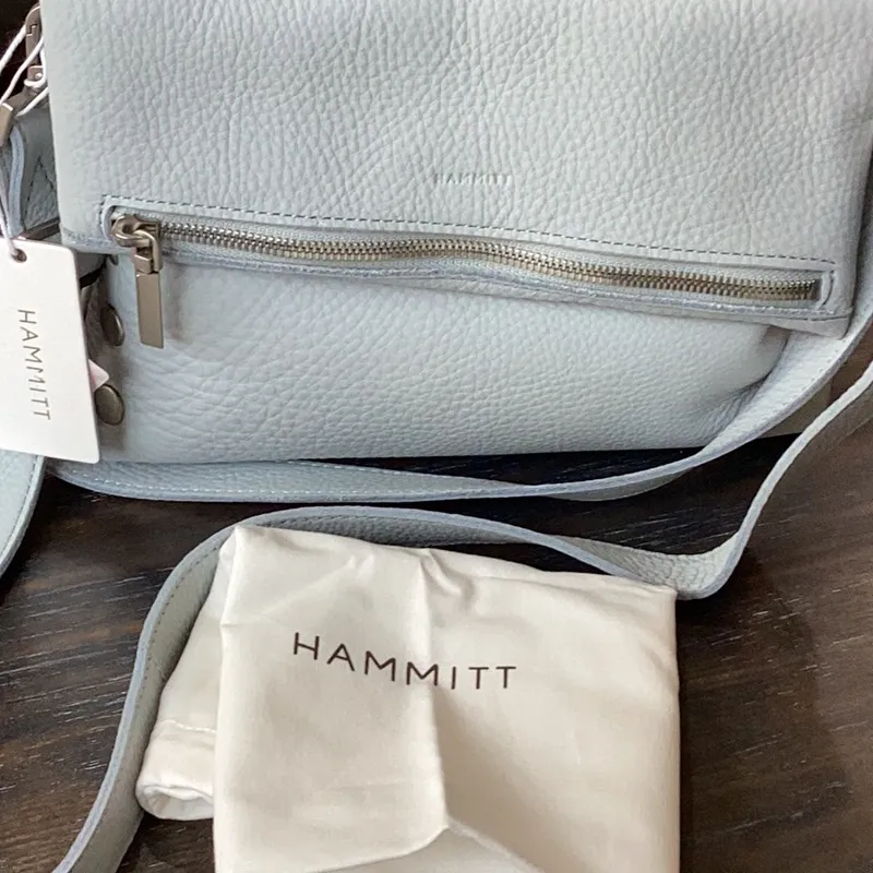 Hammitt VIP Med Bluebird Brushed Silver Leather Crossbody Bag - Image 12