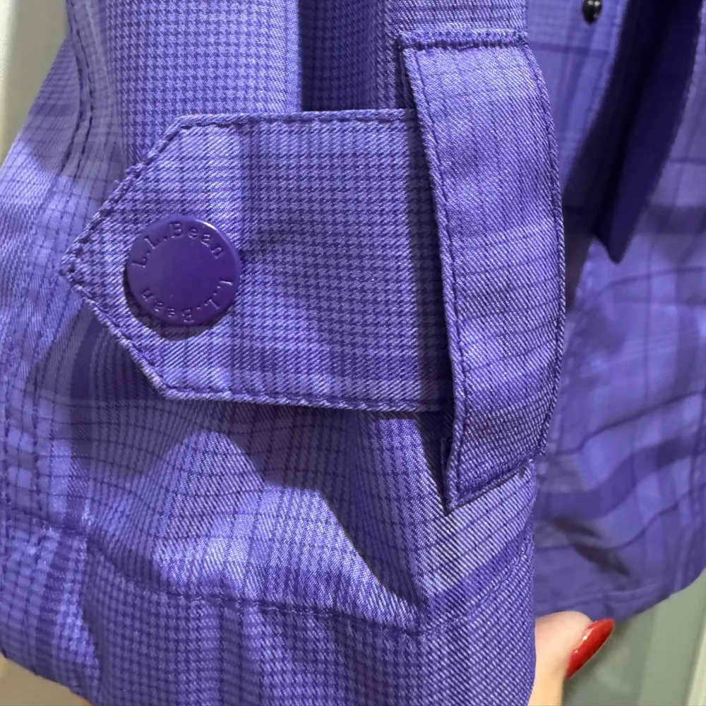 L.L. Bean Purple Plaid Hooded Rain Jacket Size M Waterproof Zip Up Size M - Image 10