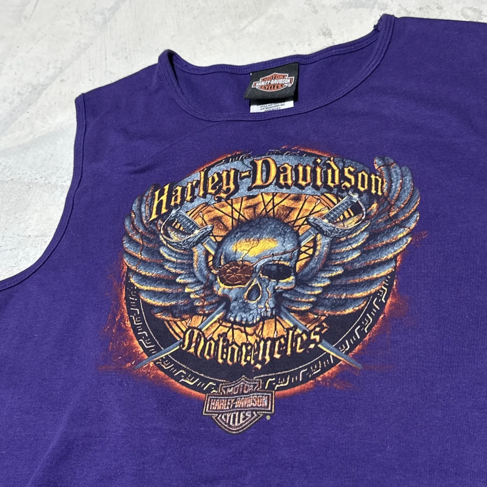 Women's Harley Davidson Tank Top SZ XL Quad Cities Davenport Iowa Purple Biker - Image 3