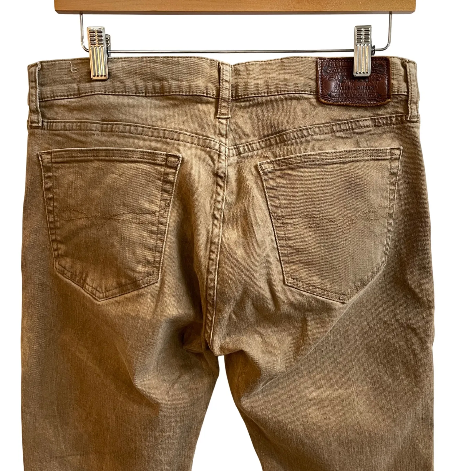 Polo Ralph Lauren‎ Tompkins Skinny Jeans Tan Lace Up Ankle Women Size 29/8 - Image 4