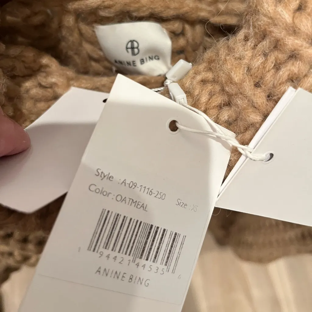 NWT ANINE BING Camel Iris Turtleneck sweater Oatmeal Tan XS - Image 6