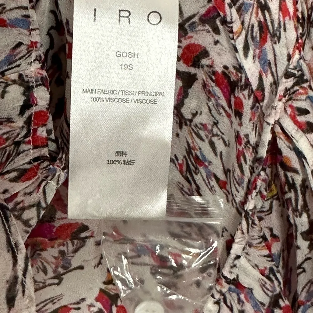 IRO Gosh Abstract Peplum Ruffle Long Sleeve Deep V Neck Top Blouse 6 NWOT - Image 8