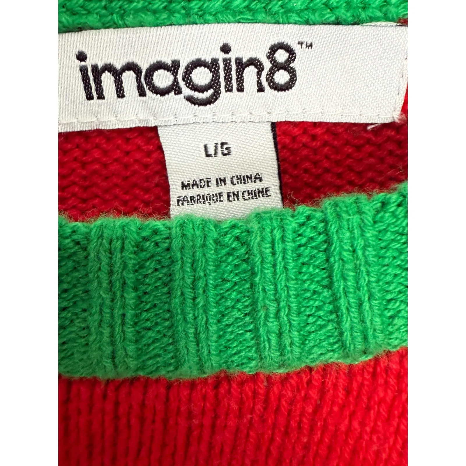 Ugly Christmas Sweater Llama Hat Red Green Cotton Blend Size Large Holiday - Image 6