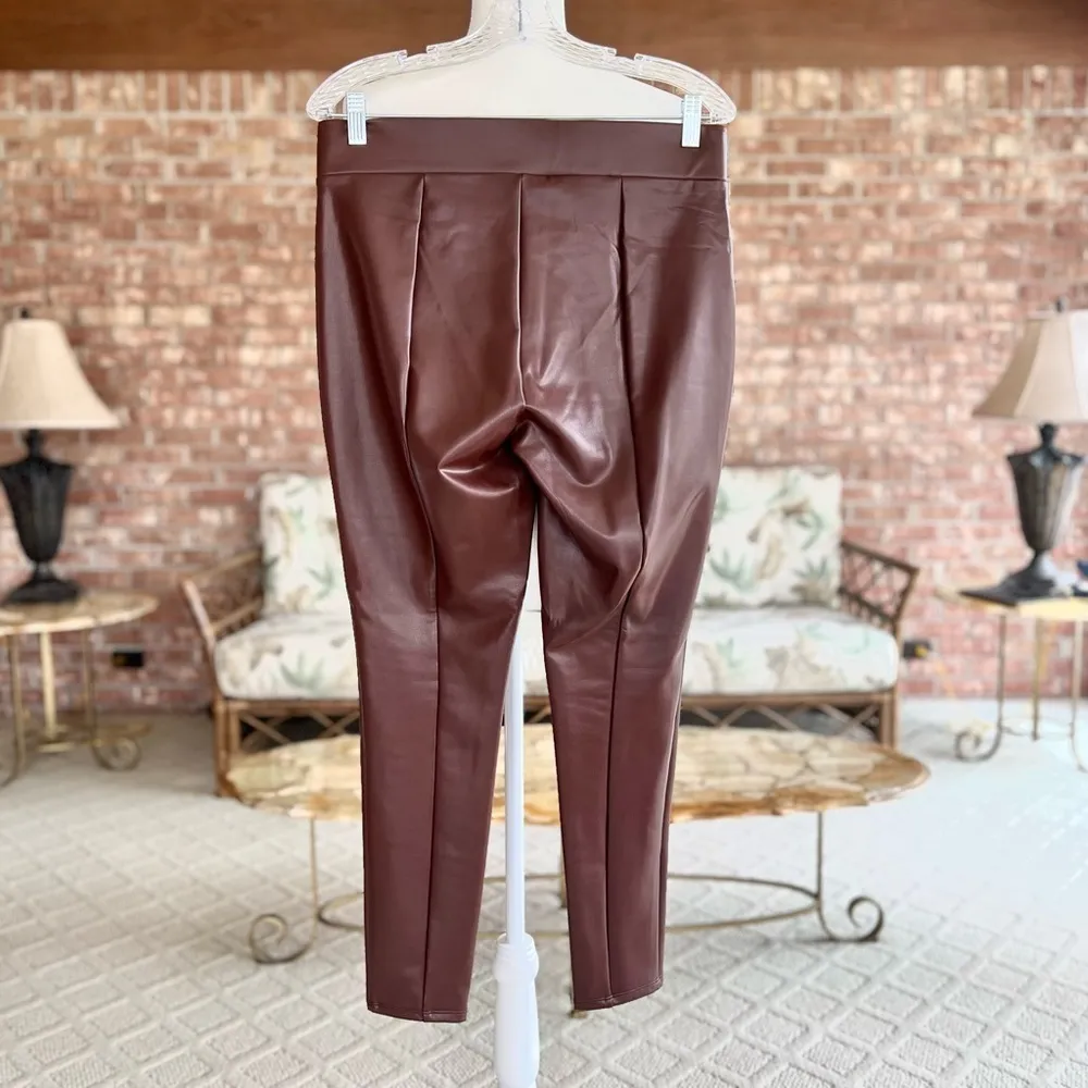 Loft Brown Faux Leather Leggings NWT M - Image 6