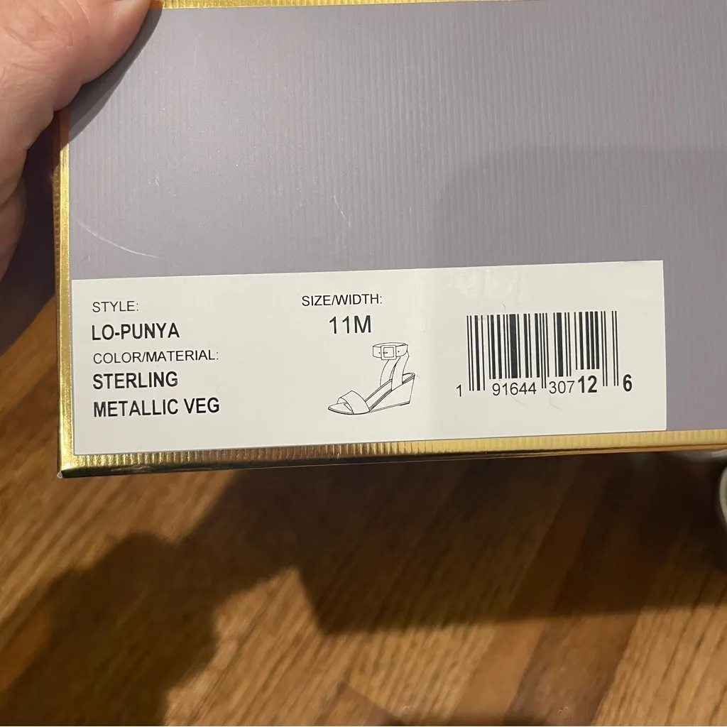 Louise Et Cie Punya Metallic Sterling Leather Wedge Sandals Ankle Strap Women 11 - Image 7