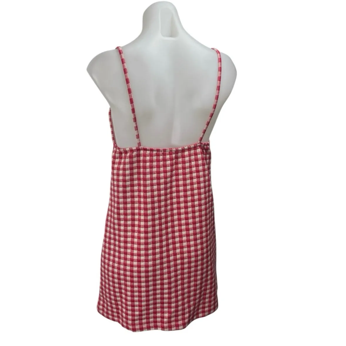 Zara Red Gingham Checkered Sleeveless Cami Camisole Mini Tank Dress Size S - Image 2