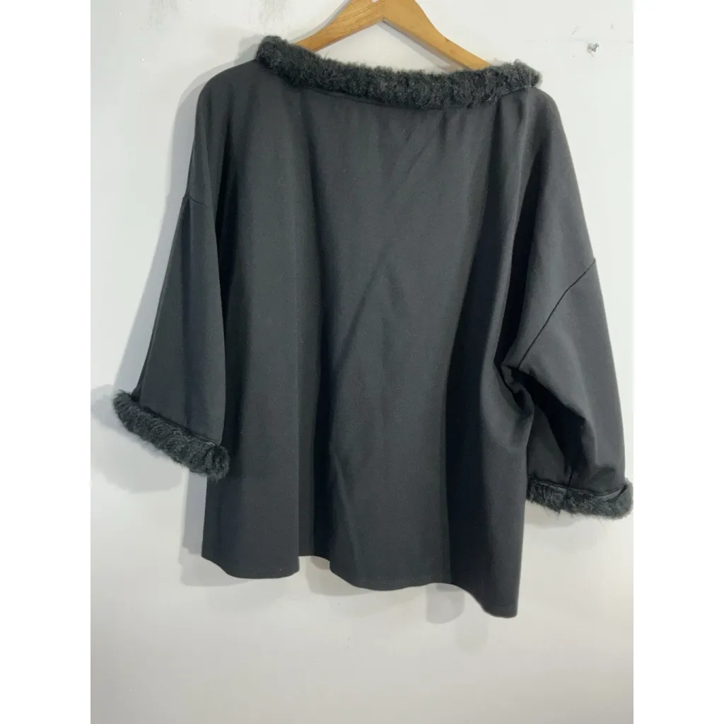 womans catherines 1x black Off The Shoulder 3/4 Sleeve Oversize Pullover Blouse - Image 2
