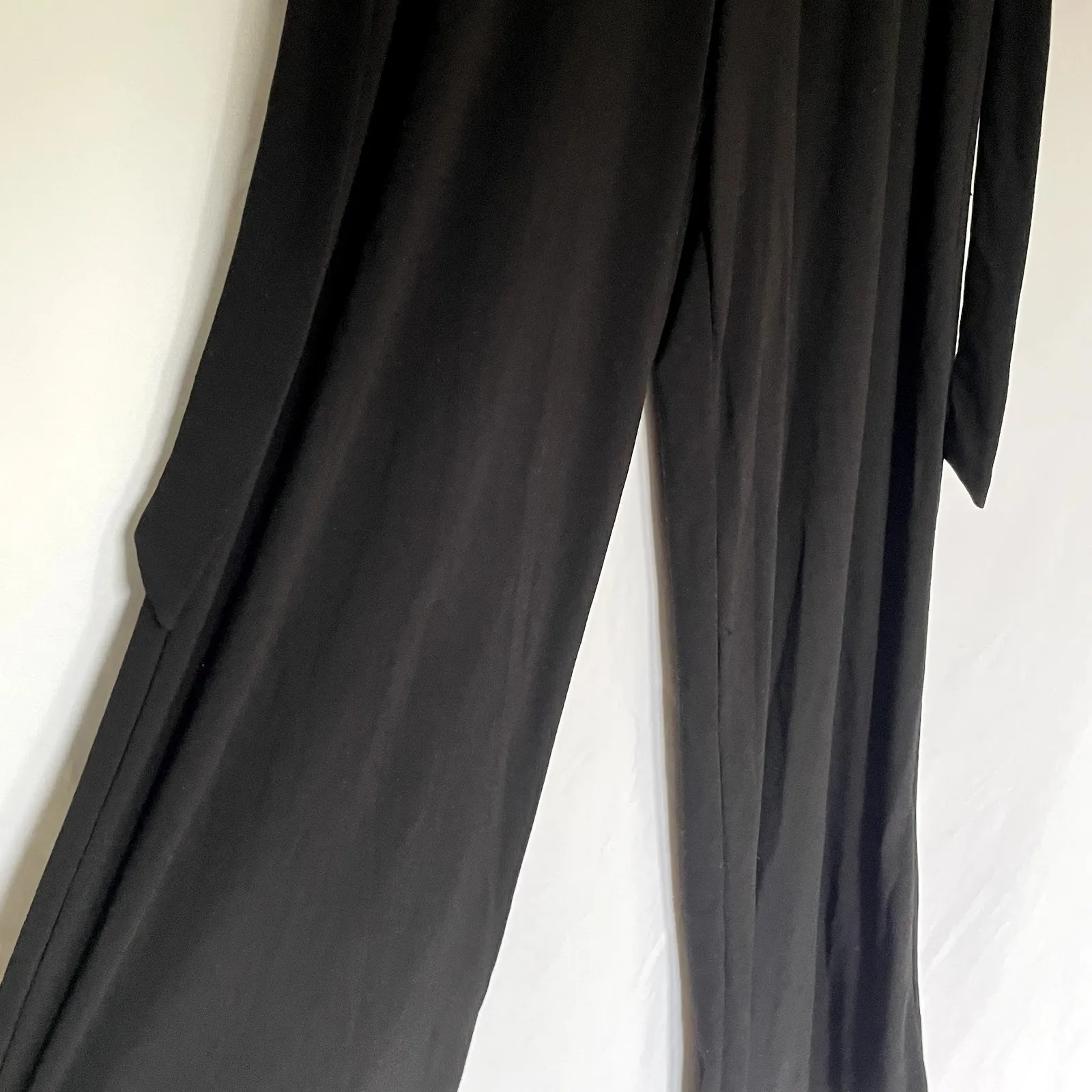 Philosophy black wide leg pants elastic waist belted women's size medium trouser - Image 4