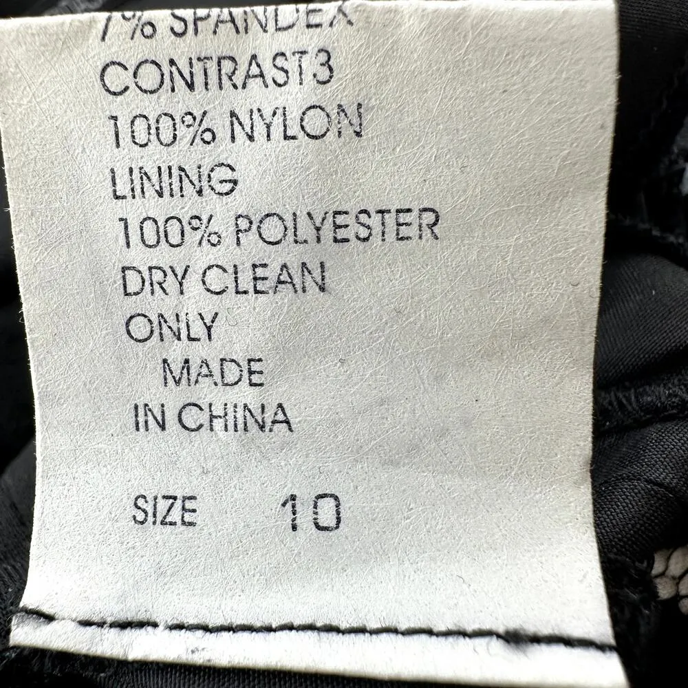 Tadashi Shoji Collection Dress Drop Waist Knee Length Lace Pleated Black 10 - Image 4