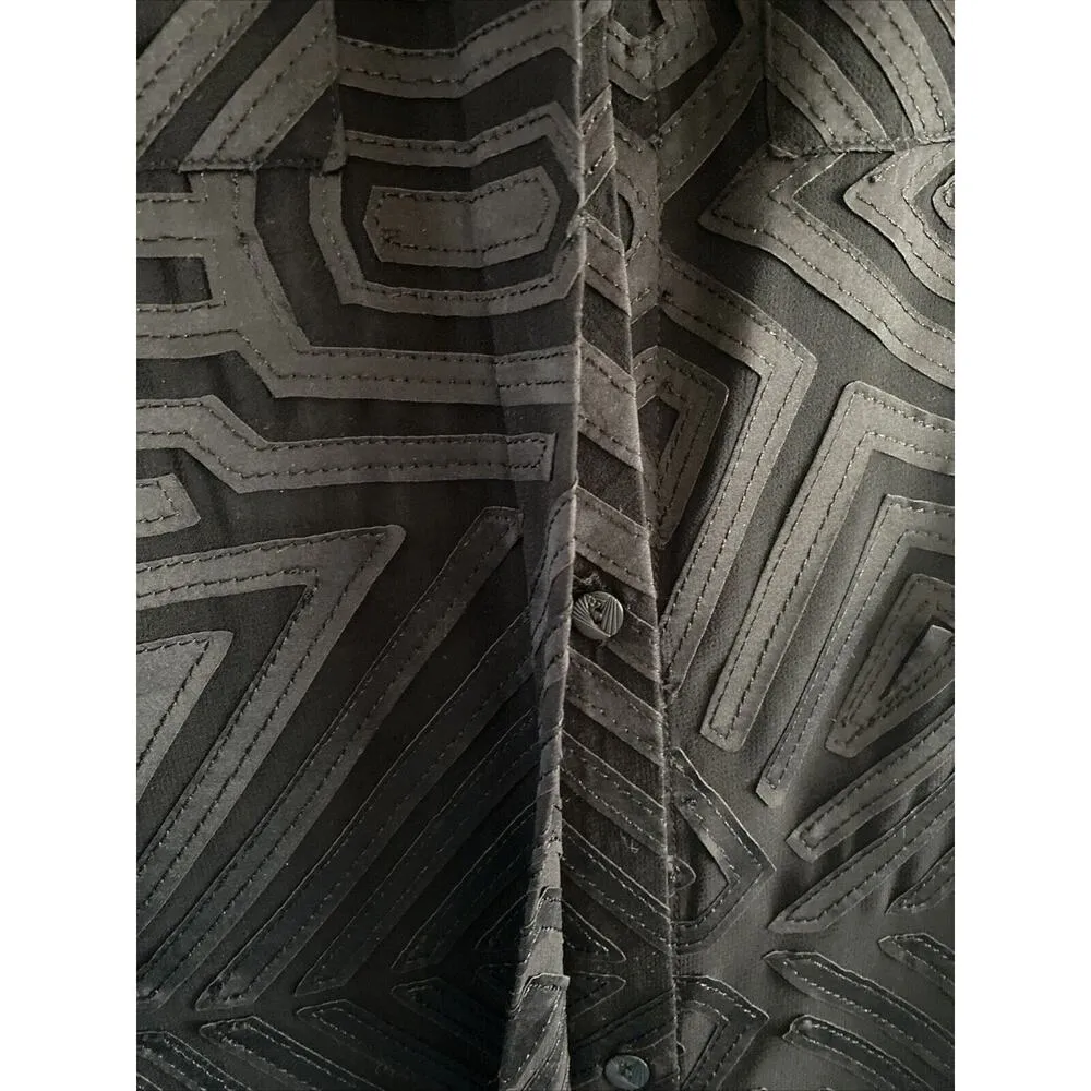 Eleven Paris Women's 34 Black Sheer Geometric Sleeveless Tunic Blouse Grunge Hip - Image 6