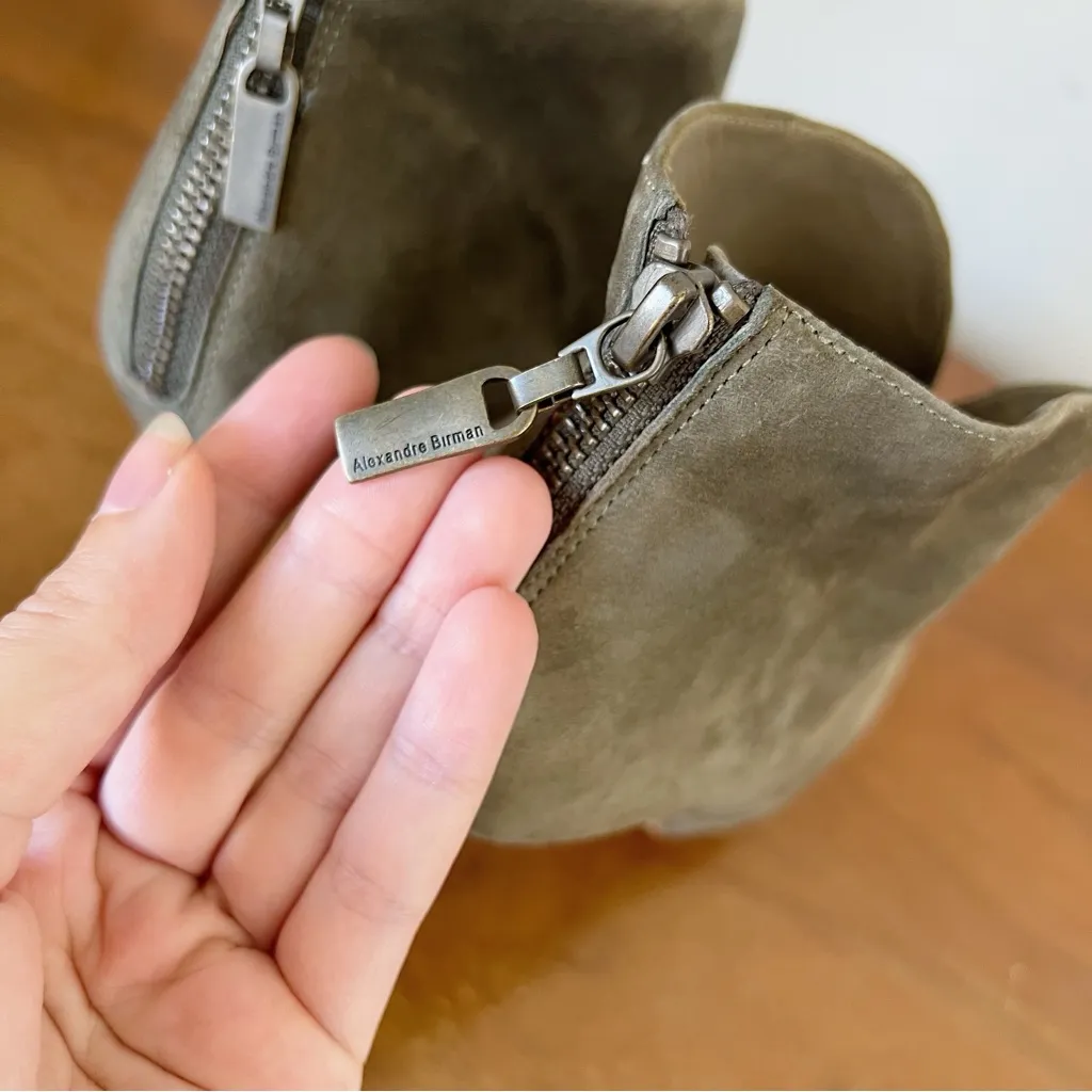 Alexandre Birman • Suede Booties platform stiletto heeled ankle boot olive green - Image 6