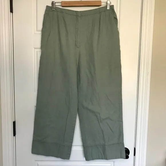 Hearts of Palm Women's‎ Sage Green Linen, Cotton Blend Wide Leg Culottes Size 12 - Image 2