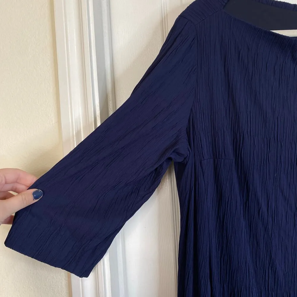 NWT MM LAFLEUR Oak Dress Aegean Blue Navy Crinkle Plus Size 20 New Office - Image 6