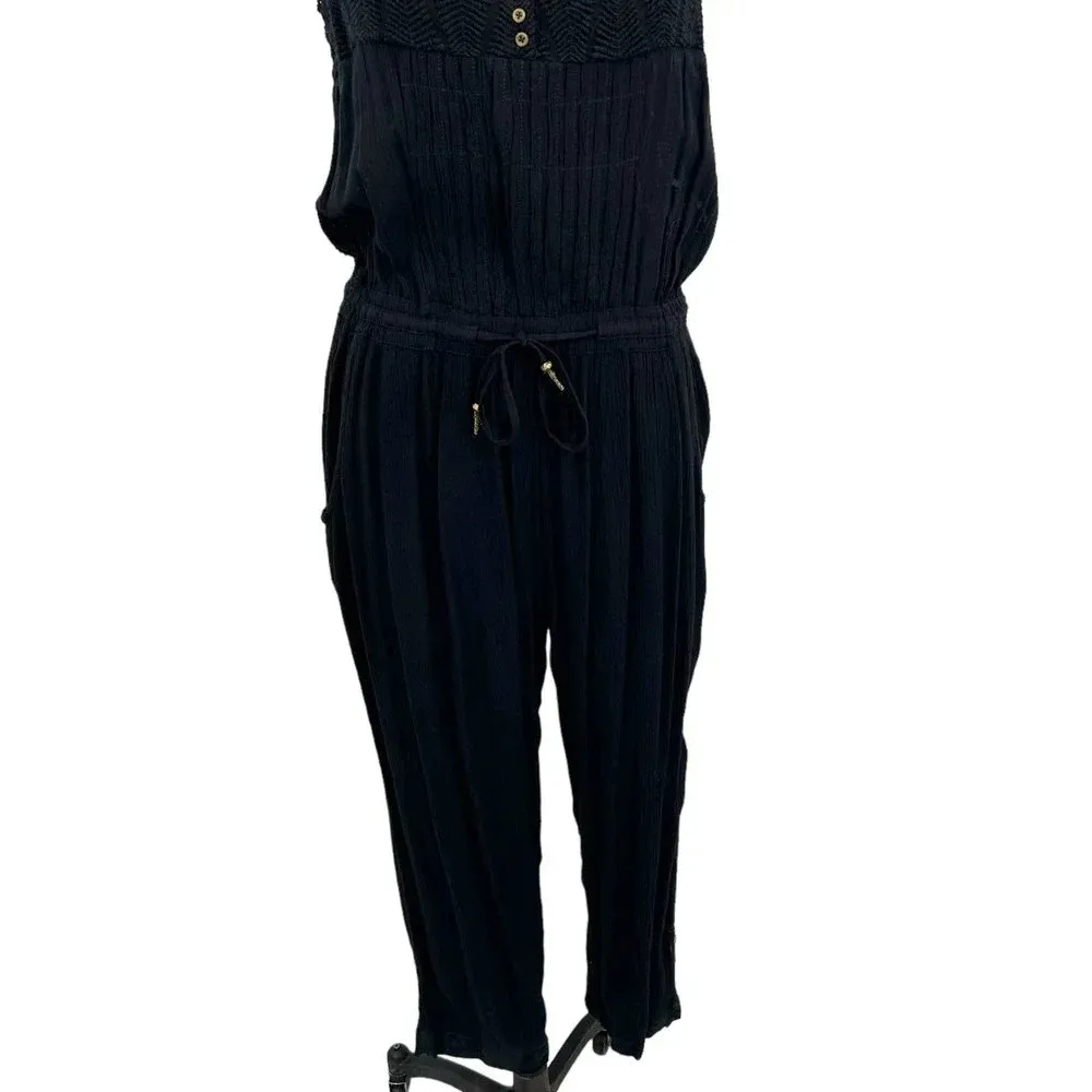 Anthropologie Hei Hei Taj Jumpsuit Sleeveless Open Back Crochet Black Size Small - Image 5