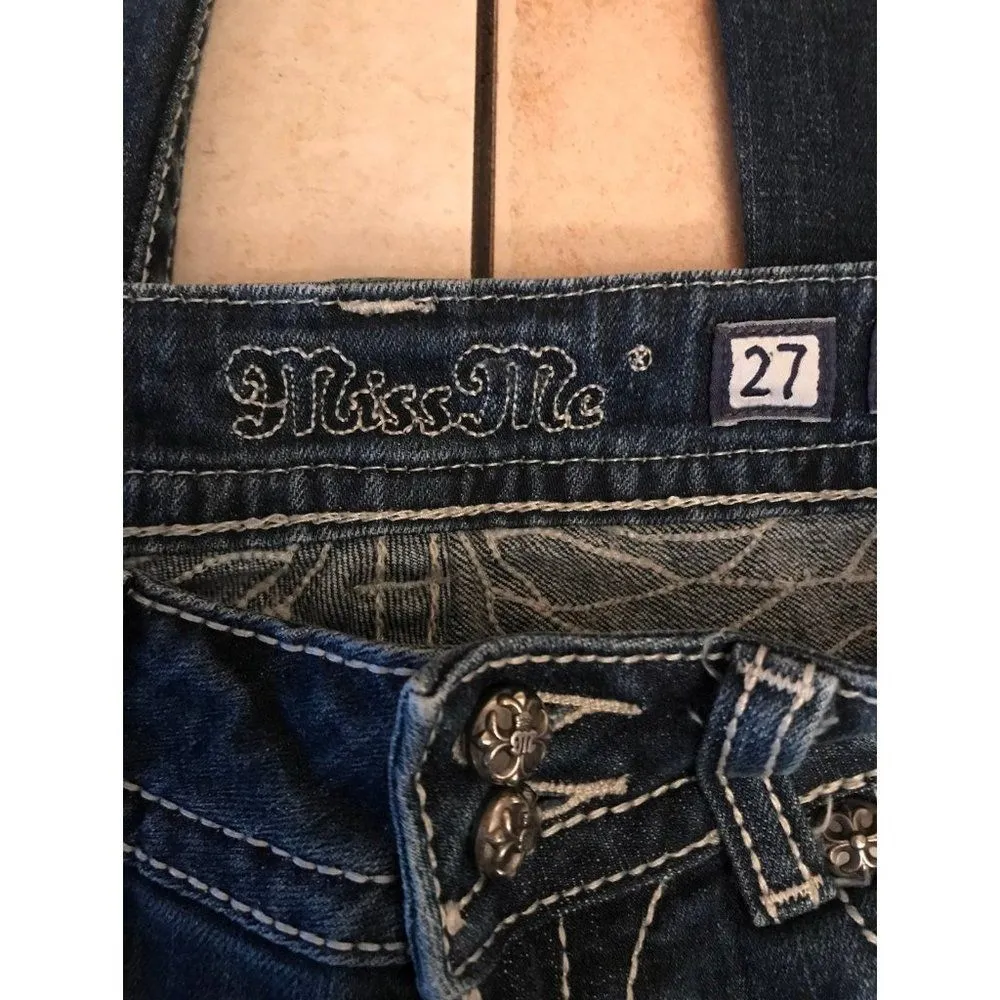 Miss Me ladies bootcut denim jeans with studded bling gem pockets size 27 - Image 6