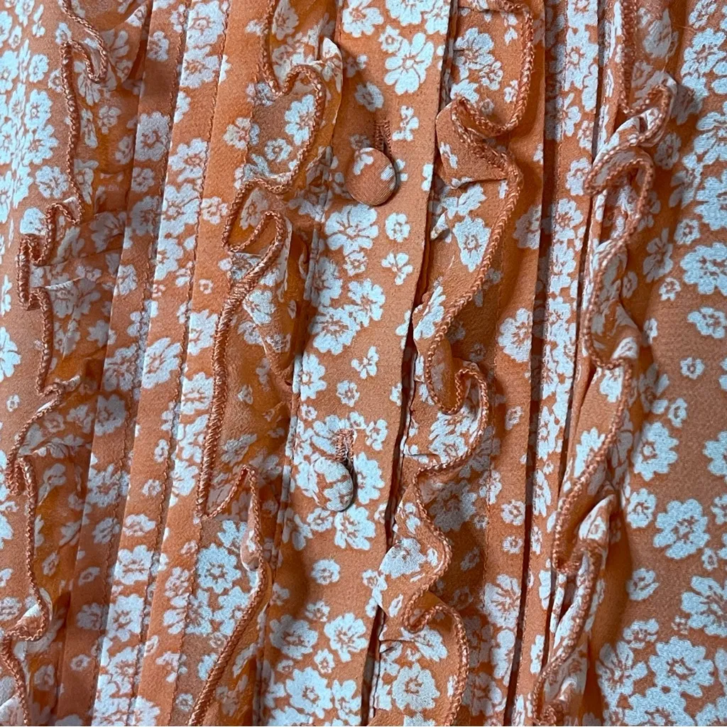 Torrid Plus Size Orange & White Lightweight Sheer Spring Blouse Size 2X - Image 3