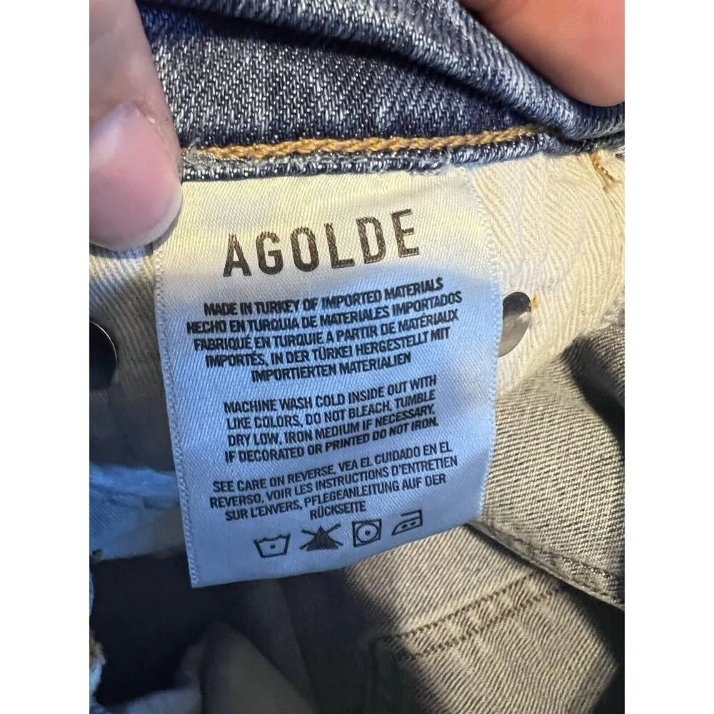 Agolde Jeans Womens 25 Toni Mid Rise Straight Leg Swerve Two Tone Racer Stripe - Image 8