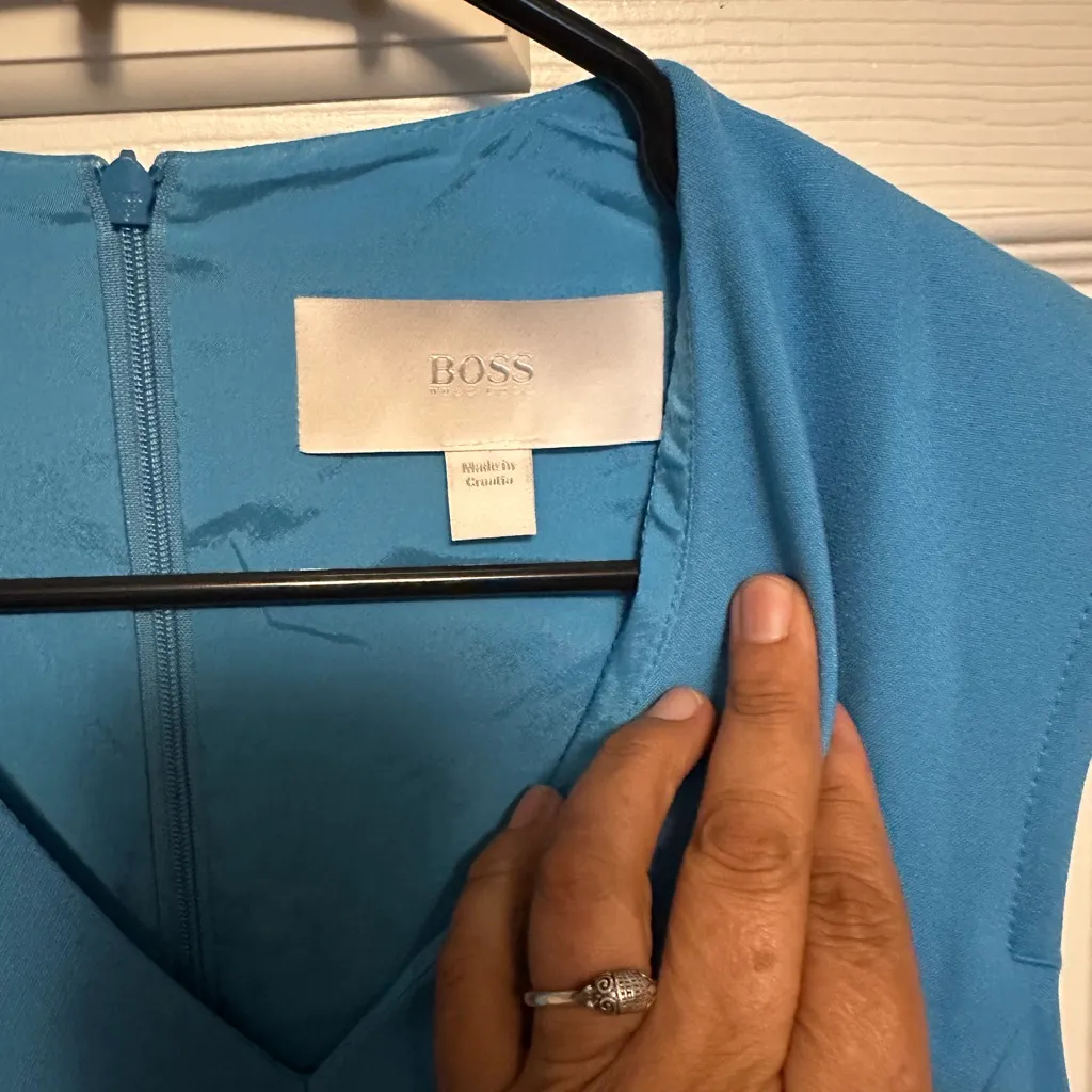 Boss Sky Blue Asymmetrical Dress Size 2 - Image 6