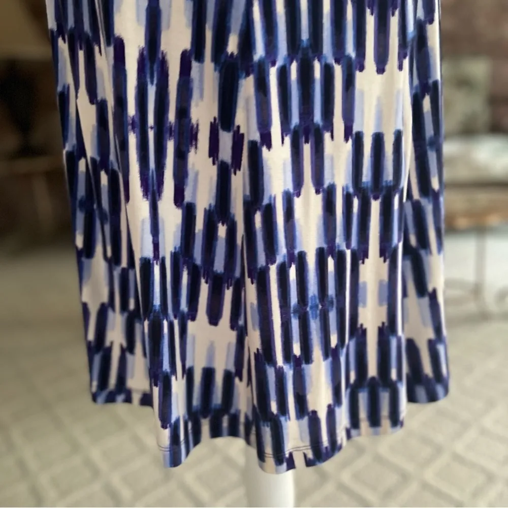 Nic+Zoe Dress Purple Geo Knit Ruched S Knee Length Sleeveless Stretch Garden - Image 14