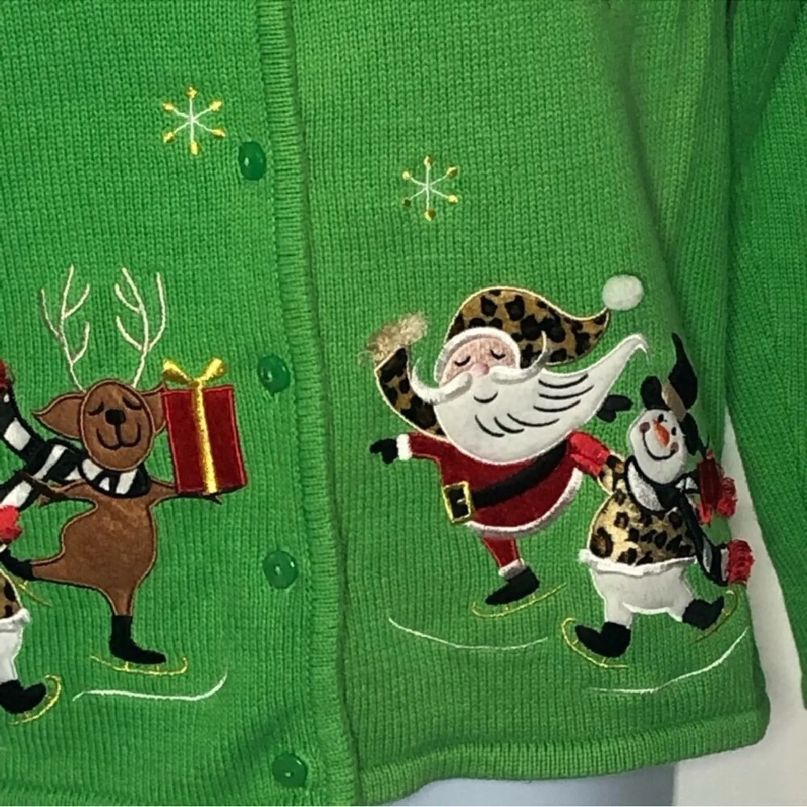 Vintage Classic Elements Christmas Cardigan M | Ugly Holiday Sweater Embellished - Image 6