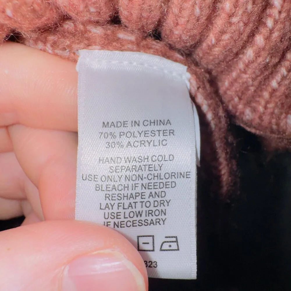 1. State Women's Red Chunky Knit Long Sleeve Pullover Turtleneck Sweater - Image 6