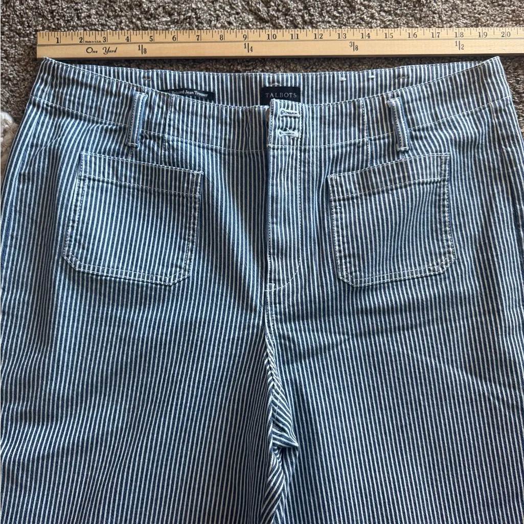 Talbots Blue Striped Flare Jeans - Image 3