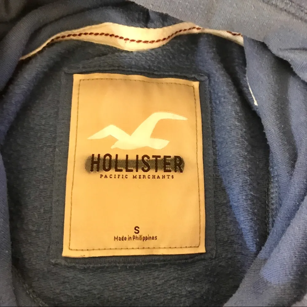 Hollister Blue & White Surf Hooded Sweatshirt Hoodie Women’s Size Small - Image 5