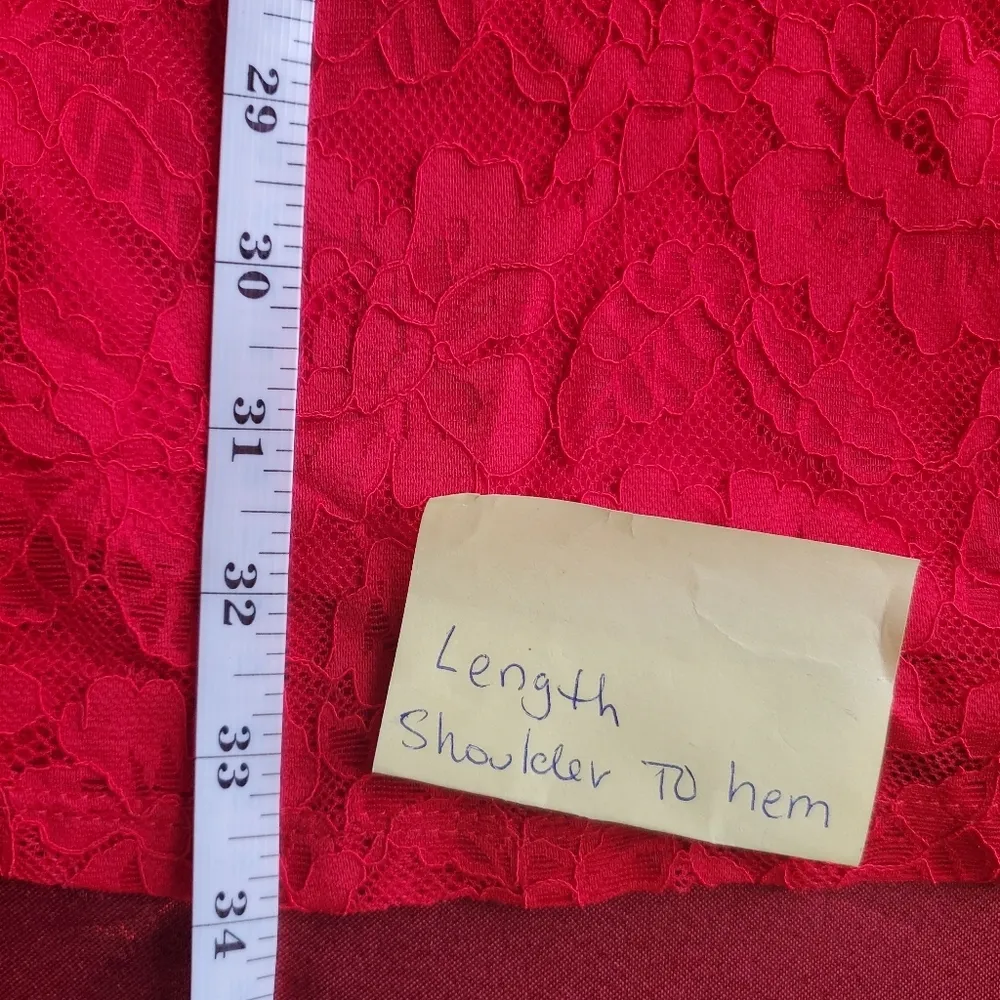 𝅺Francesca's Medium red lace 3/4bell sleeves dress - Image 6