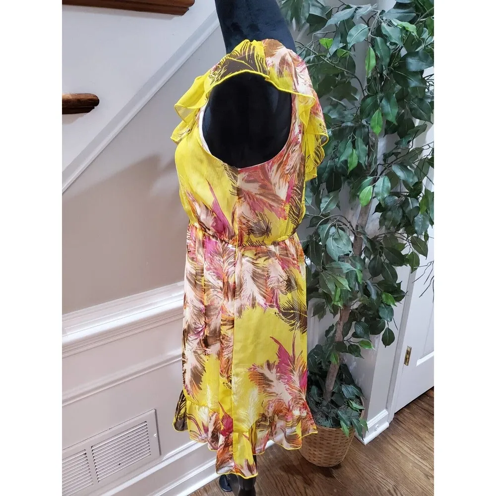 Charlotte Russe Women Yellow Polyester One Shoulder Off Knee Length Dress Size M - Image 6